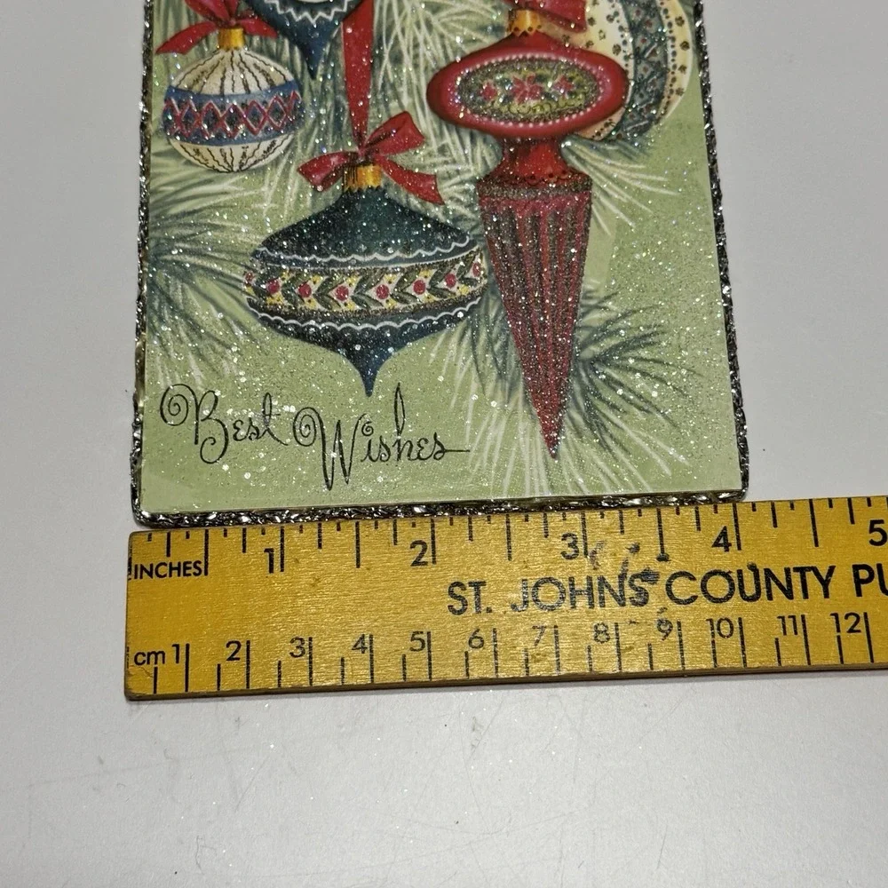 5 Lot Christmas Greeting Post Card Old Fashioned Tree Ornaments Greetings Art